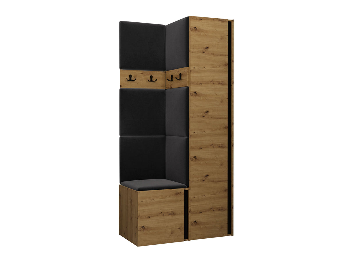 Előszoba garnitúra ORION XXIV (Tavasz XXIV), Keret színe: Artisan tölgy + Fekete, Puha falpanel színe: Polo 897 5053297