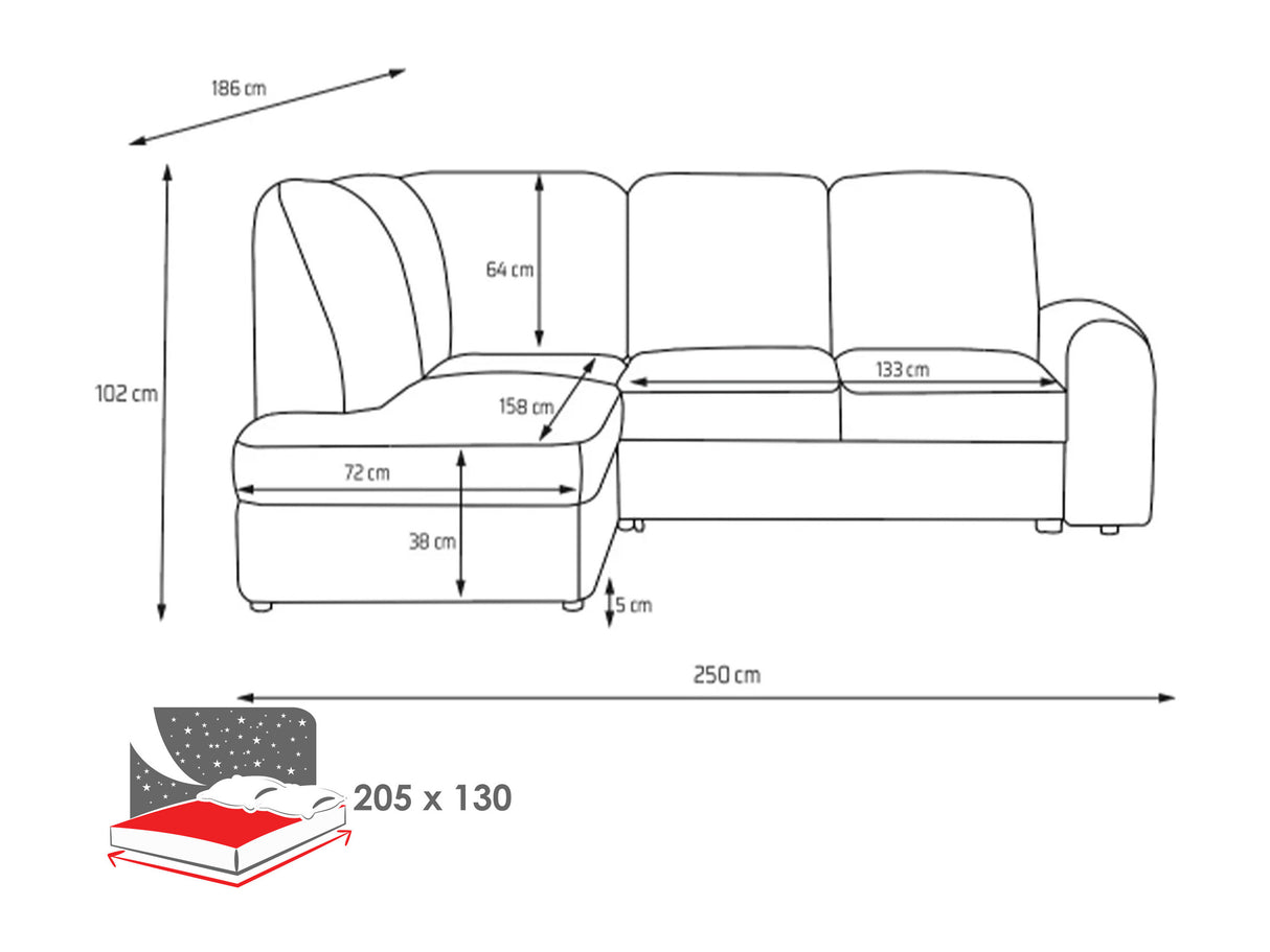 Sarokkanapé VIBE L, Szín: Vibe 86, Változatok: Jobb