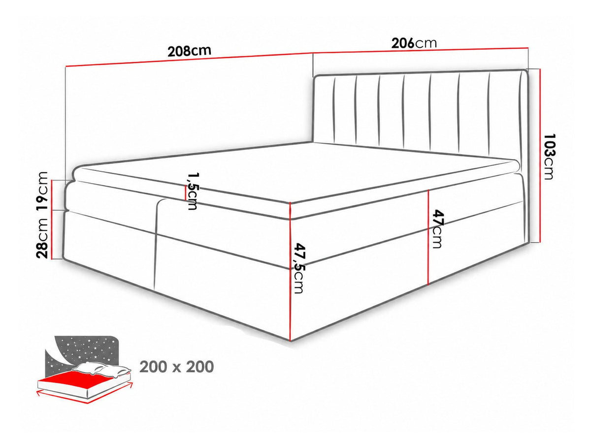 Kontinentális ágy Vigo (Figo), Szín: Soft 017 + Ikar 09, Alvó felület mérete: 200 x 200 cm 5077104