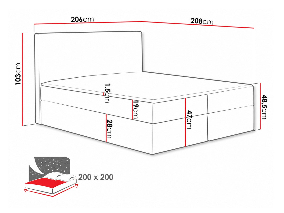 Kontinentális ágy Cosmo (Malwa), Szín: Velluto 3, Alvó felület mérete: 200 x 200 cm 5080104