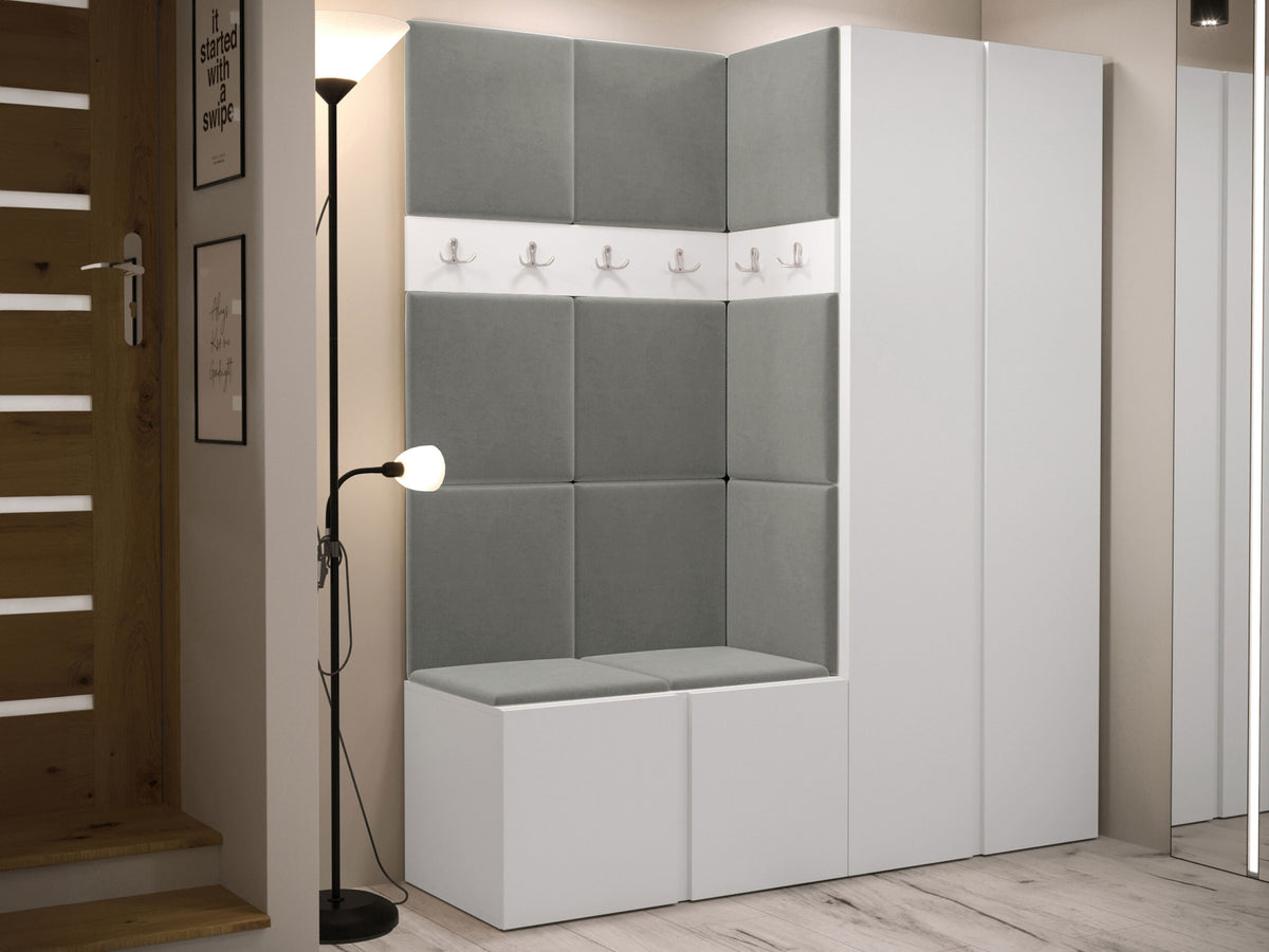 Előszoba garnitúra ORION III (Tavasz III), Keret színe: Fehér, Puha falpanel színe: Polo 894 5124083