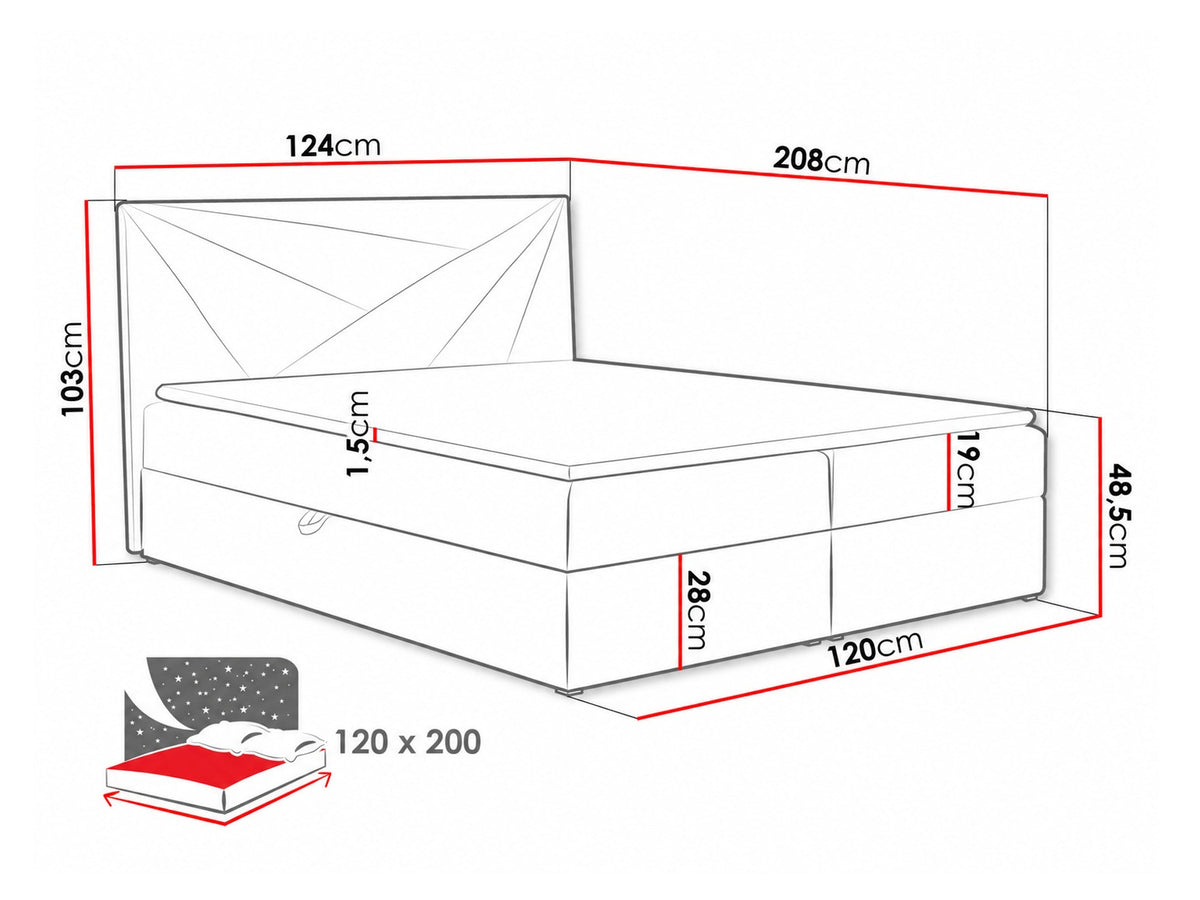 Kontinentális ágy TOP 5, Szín: Kronos 15, Alvó felület mérete: 120 x 200 cm 5127537