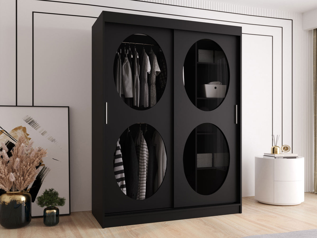 Gardróbszekrény 150 BAHRAJN 2, Szín: Fekete, Fiókok: Igen, -világítás: Nem 5146633