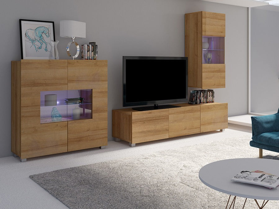 Nappali szett Calabrini (Bralani VII), Szín: Arany tölgy , Led világítás: Ez kék