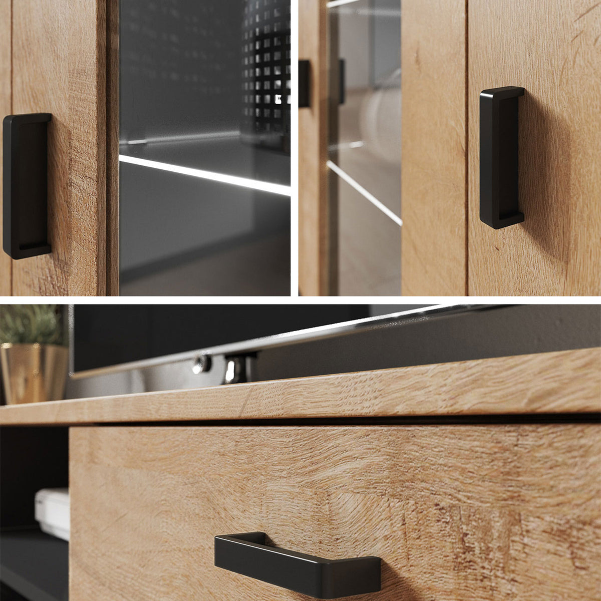 Könyvespolc Soho B6 (2D2S Boho B6), Szín: Fekete + Fényes fekete, Led világítás: RGB