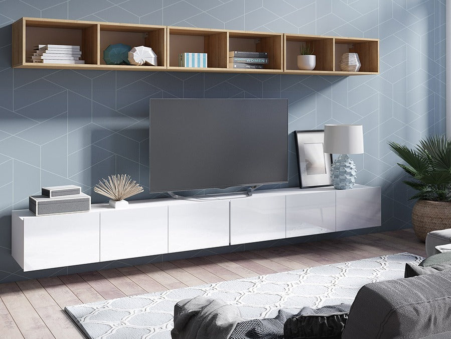 Nappali szett Calabrini (Bralani XXXIII), Szín: Fehér + Fényes fehér + arany tölgy