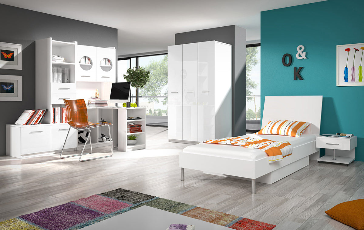 Gardróbszekrény RAJ 1 (Paradise PD6), Szín: Fehér + Fényes fehér