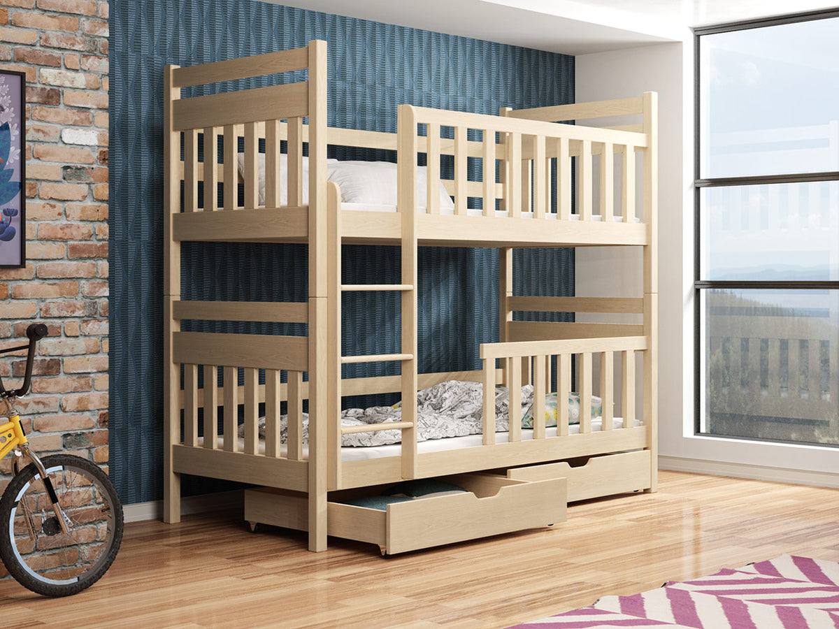 Emeletes ágy MONIKA (William), Szín: Fenyő, Alvó felület mérete: 90 x 190 cm