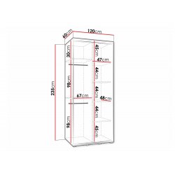 Dakota 3 120 (Gł.60) gardróbszekrény