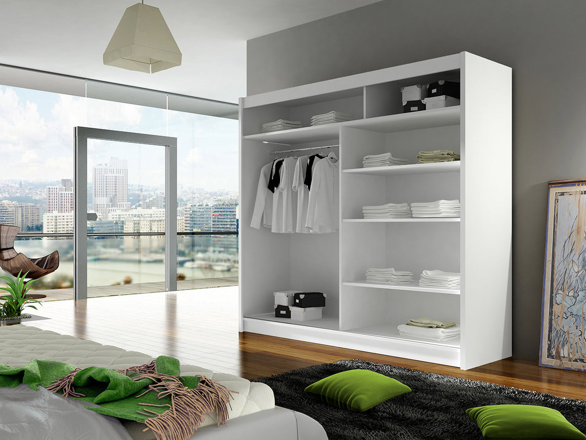 Gardróbszekrény Bega 180 III (London), Szín: Fehér, Led világítás: Igen