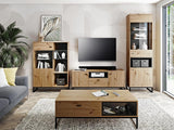 TV-állvány Olier OL05, Szín: Artisan tölgy + Fekete
