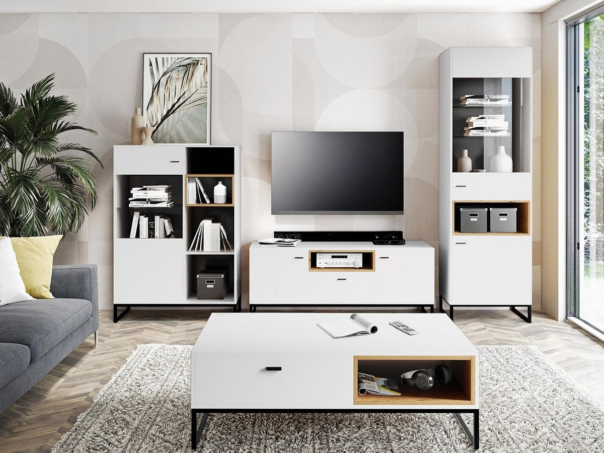 Dohányzóasztal Olier OL03, Szín: Fehér + Artisan tölgy