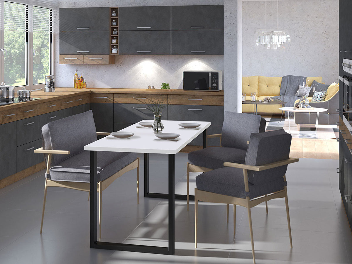 Asztal IMPERIAL (Wawik) 185x67, Szín: Fehér + Fekete