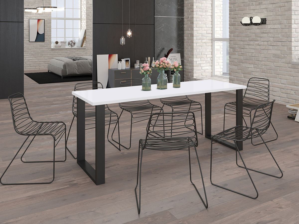 Asztal IMPERIAL (Wawik) 185x67, Szín: Fehér + Fekete