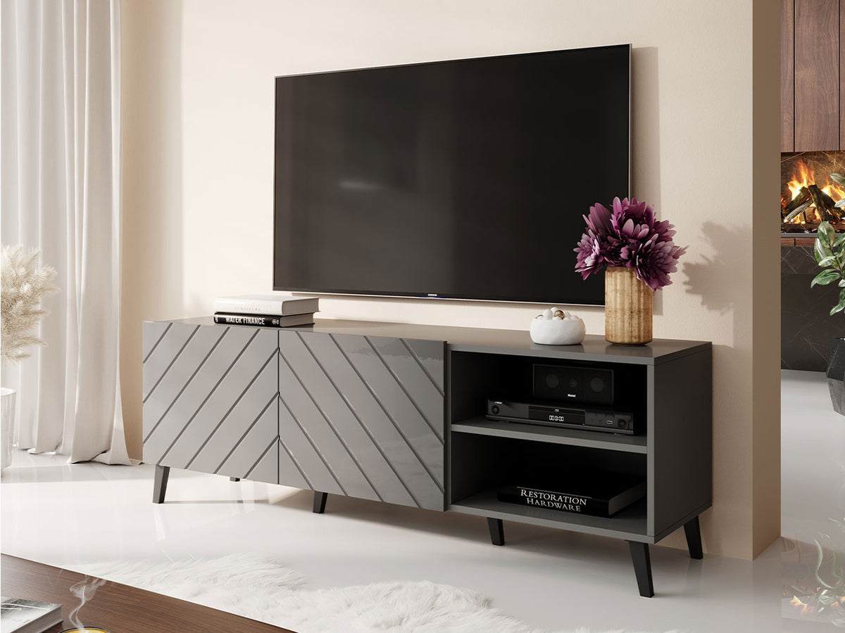 TV-állvány ABETO 150 (Zitok 150), Szín: Grafit + Fényes grafit