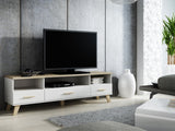 TV-állvány LOTTA II 180 3S3K (Sanna 180 3S3K), Szín: Fehér + Sonoma tölgy