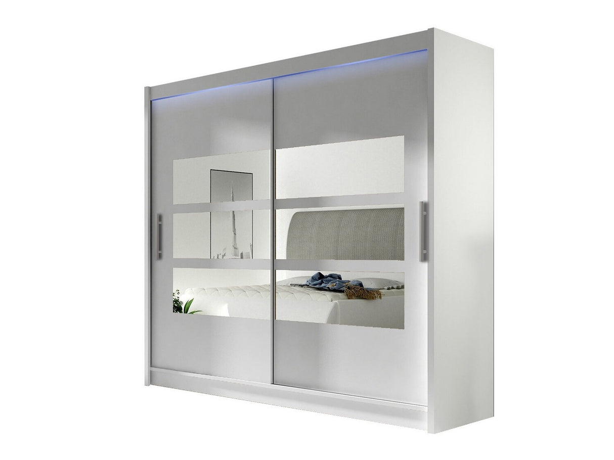 Gardróbszekrény Bega 180 III (London), Szín: Fehér, Led világítás: Igen