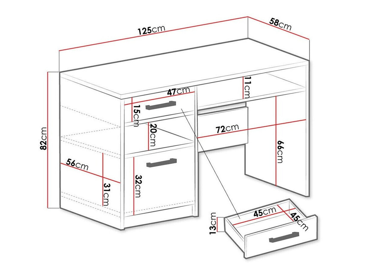 Íróasztal BALI, Szín: Kék + Aranysárga