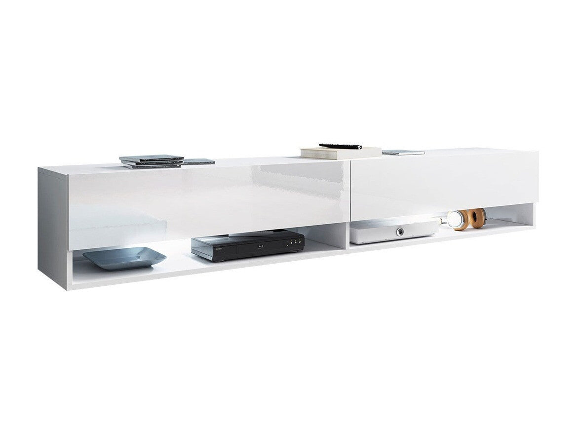 TV-állvány Lowboard A180 (Adenik 180), Led világítás: Nem, Szín: Fehér + Fényes fehér