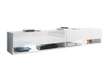 TV-állvány Lowboard A180 (Adenik 180), Led világítás: Nem, Szín: Fehér + Fényes fehér