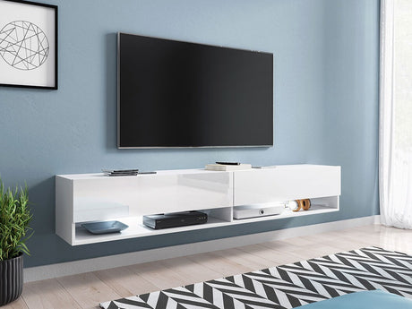 TV-állvány Lowboard A180 (Adenik 180), Led világítás: Nem, Szín: Fehér + Fényes fehér