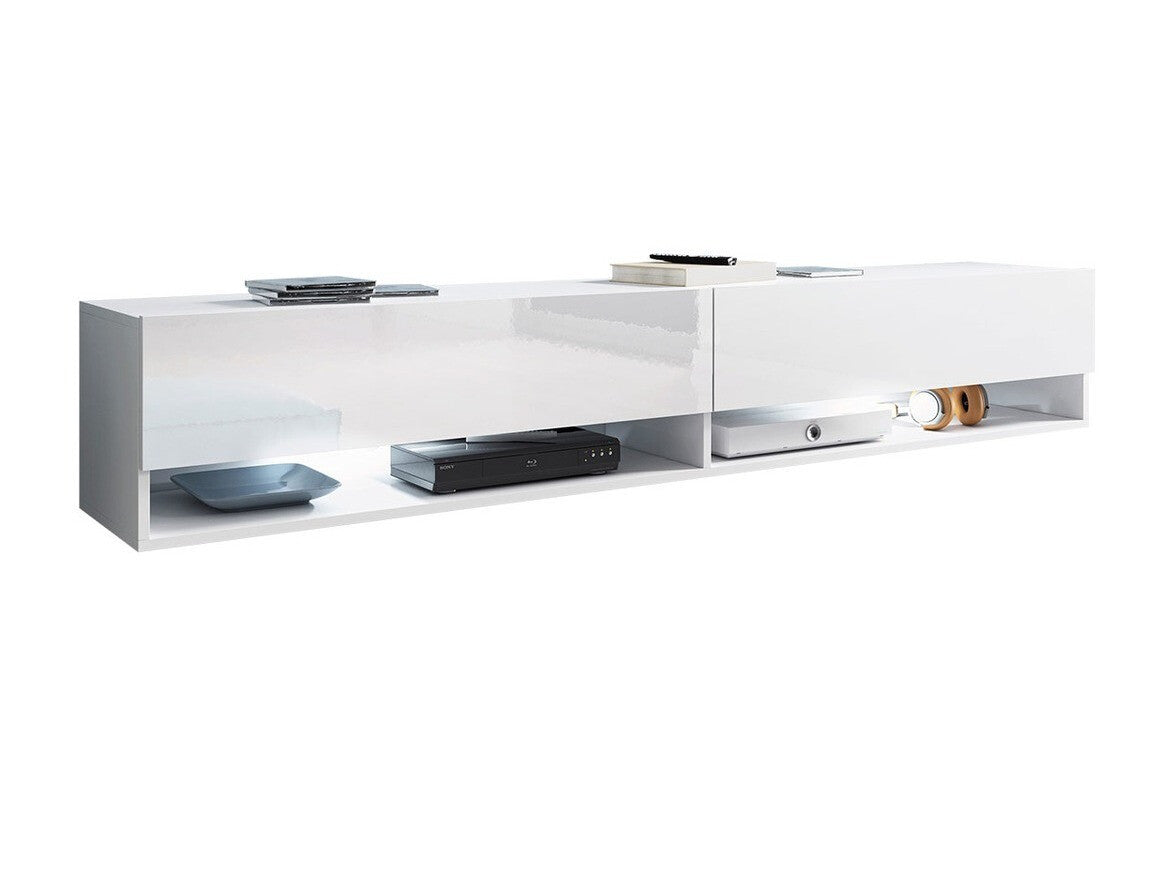 TV-állvány Lowboard A180 (Adenik 180), Led világítás: Igen, Szín: Fehér + Fényes fehér