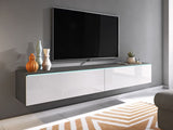 TV-állvány Lowboard D180 (Dlone 180), Led világítás: Nem, Szín: Matera szürke + Fényes fehér