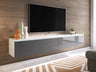 TV-állvány Lowboard D180 (Dlone 180), Led világítás: Nem, Szín: Fehér + Fényes szürke