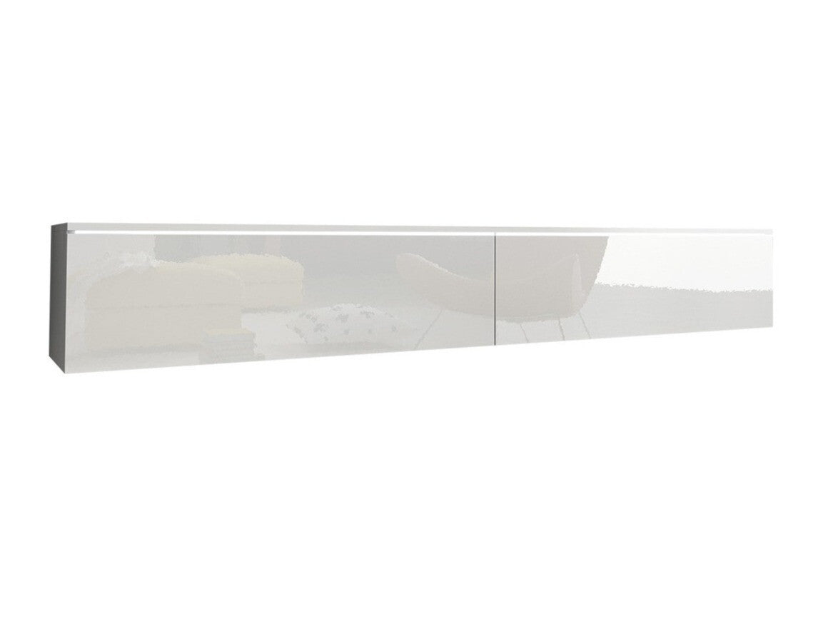 TV-állvány Lowboard D180 (Dlone 180), Led világítás: Nem, Szín: Fehér + Fényes fehér