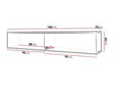 TV-állvány Lowboard D180 (Dlone 180), Led világítás: Nem, Szín: Fehér + Fényes fehér