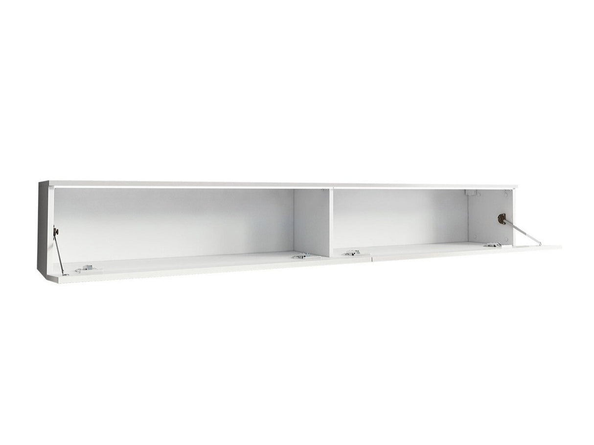 TV-állvány Lowboard D180 (Dlone 180), Led világítás: Nem, Szín: Fehér + Fényes szürke