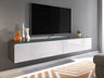 TV-állvány Lowboard D180 (Dlone 180), Led világítás: Igen, Szín: Matera szürke + Fényes fehér