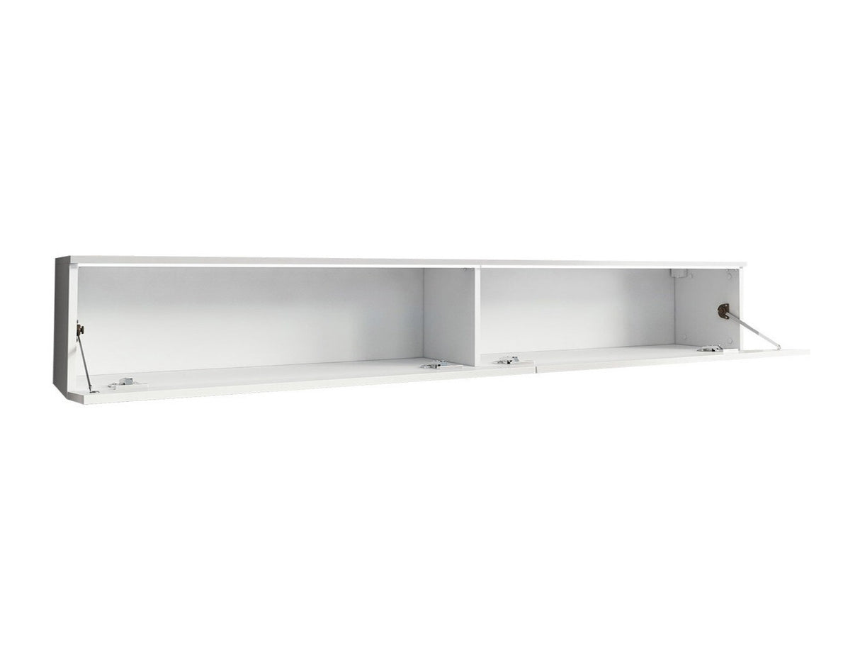 TV-állvány Lowboard D180 (Dlone 180), Led világítás: Igen, Szín: Matera szürke + Fényes fehér
