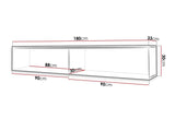 TV-állvány Lowboard D180 (Dlone 180), Led világítás: Igen, Szín: Fehér + Fényes szürke