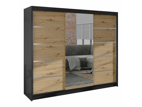 Gardróbszekrény Derby VI (Genewa VI), Szín: Fekete + Artisan tölgy