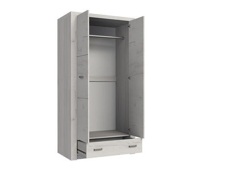 Gardróbszekrény Indianapolis (Nadia N01), Szín: Kézműves fehér