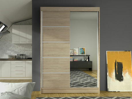 Gardróbszekrény Linem III (Parys III), Szín: Sonoma tölgy, Led világítás: Nem