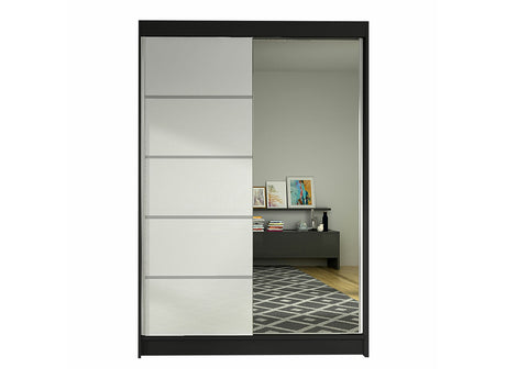 Gardróbszekrény Linem III (Parys III), Szín: Fekete + Fehér, Led világítás: Nem