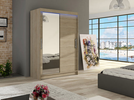 Gardróbszekrény Miami VI (Aldo), Szín: Sonoma tölgy, Led világítás: Igen