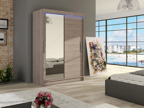 Gardróbszekrény Miami VI (Aldo), Szín: Triufel tölgy, Led világítás: Igen