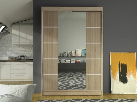 Gardróbszekrény Linem V (Parys V), Szín: Sonoma tölgy, Led világítás: Nem