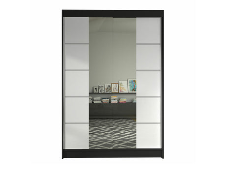 Gardróbszekrény Linem V (Parys V), Szín: Fekete + Fehér, Led világítás: Nem