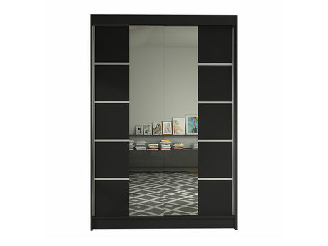 Gardróbszekrény Linem V (Parys V), Szín: Fekete, Led világítás: Nem