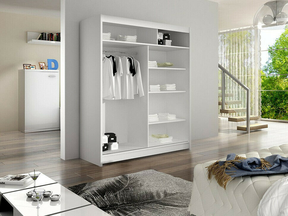 Gardróbszekrény Caminem II (Belgia II), Szín: Fehér + Fekete, Led világítás: Nem