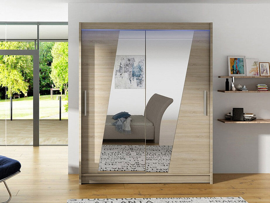 Gardróbszekrény Westa XIV (Presto XIV), Szín: Sonoma tölgy, Led világítás: Igen