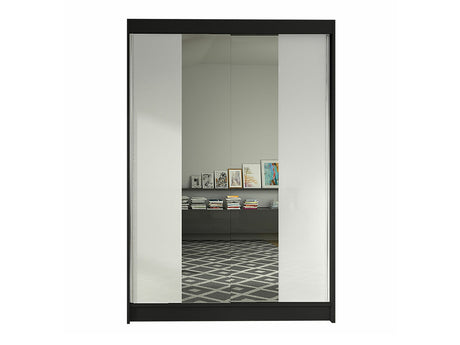 Gardróbszekrény Linem II (Parys II), Szín: Fekete + Fehér, Led világítás: Nem