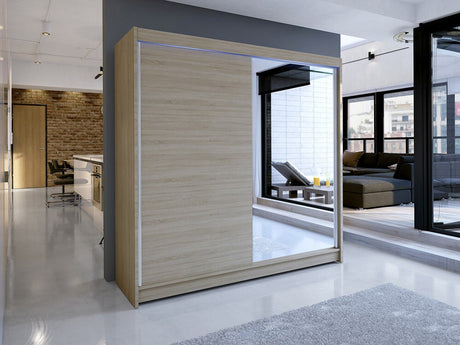 Gardróbszekrény Talin I (Bárasztalr I), Szín: Sonoma tölgy, Led világítás: Igen