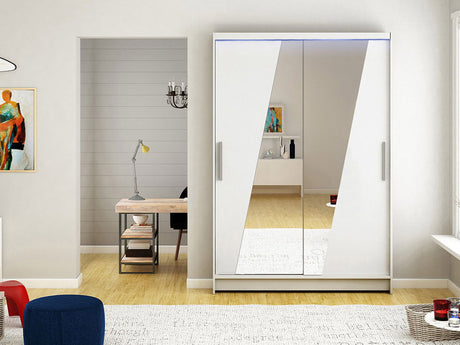 Gardróbszekrény Miami VIII (Aldo), Szín: Fehér, Led világítás: Igen