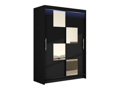Gardróbszekrény Miami III, Szín: Fekete, Led világítás: Igen