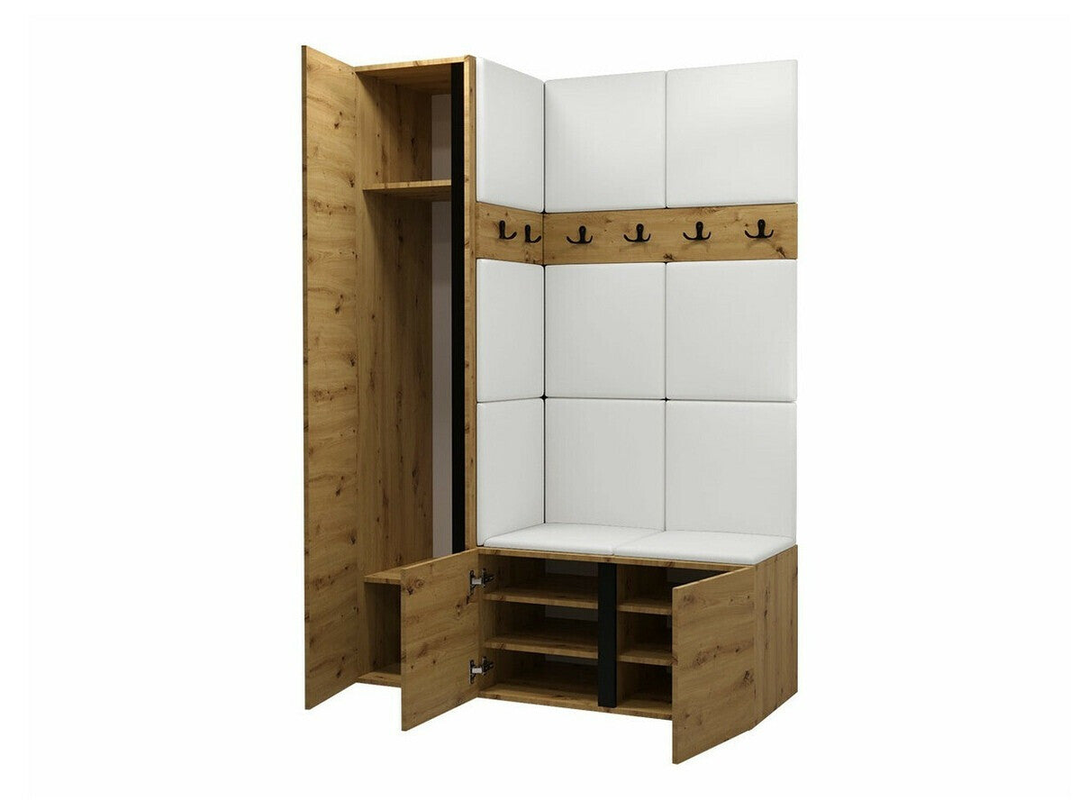 Előszoba garnitúra ORION X (Tavasz X), Keret színe: Artisan tölgy, Puha falpanel színe: Öko bőr Soft 017